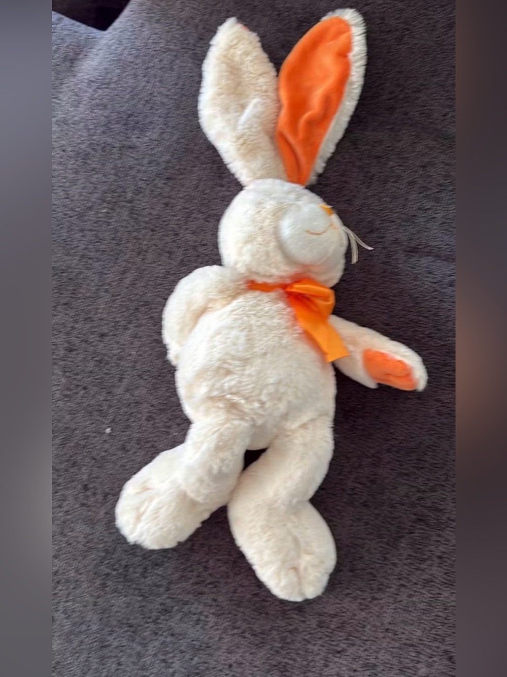 GANZ Cream Plush Bunny with Orange Ears & Bow